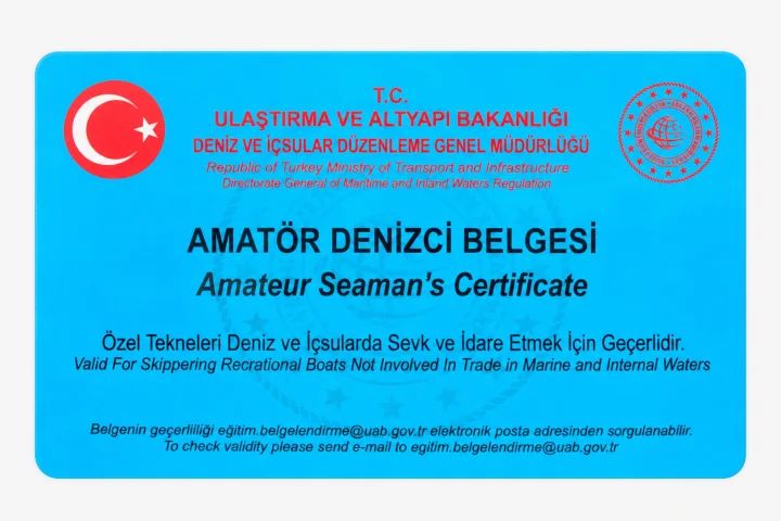 Eski Amatör Denizci Belgesi örneği